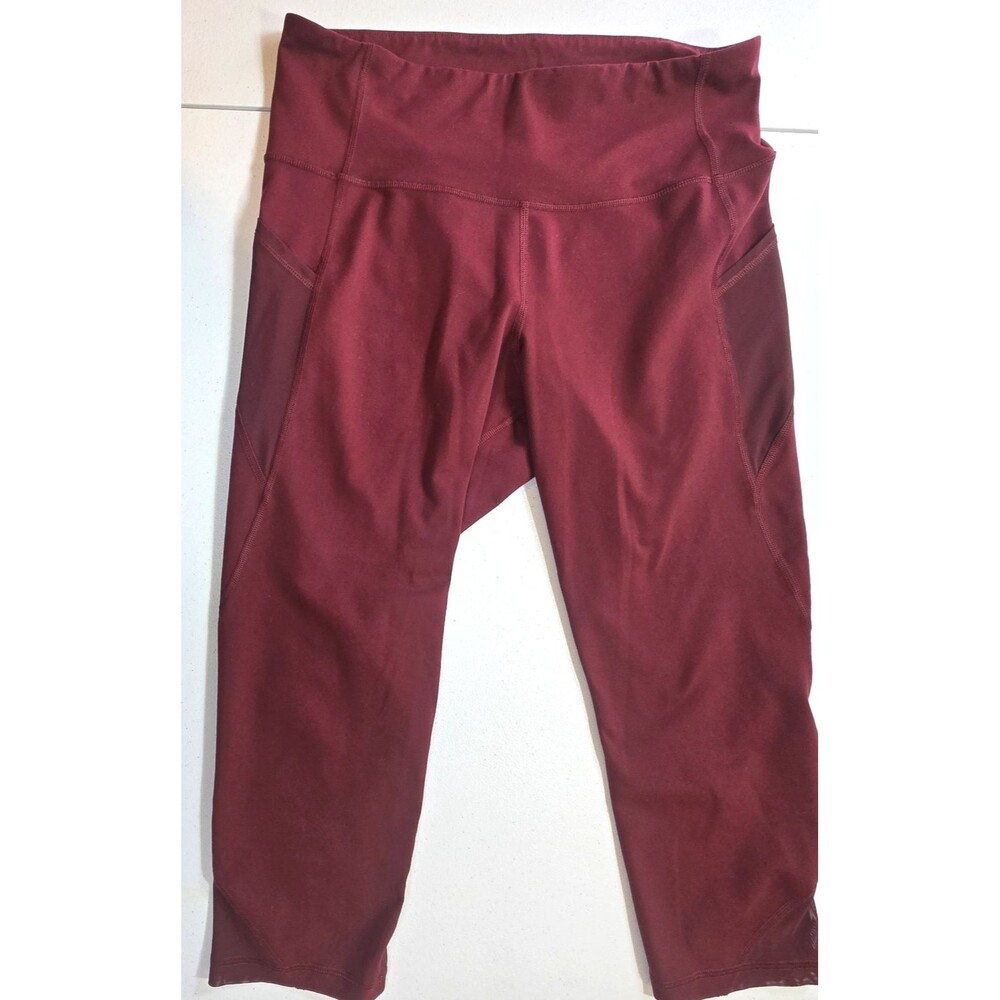Women’s XL Old Navy Elevate Leggings Maroon Go Dry High Rise Pockets